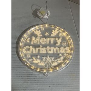 LED Merry Christmas Light Up‎ Window Sign Decoration with Warm White Lights